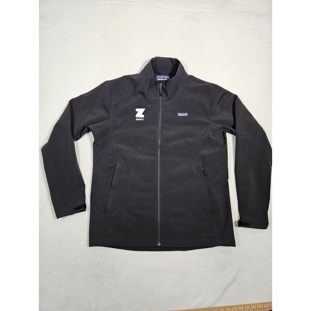 Patagonia Adze Softshell Jacket Mens Large Black Full Zip Fleece Lined Logo